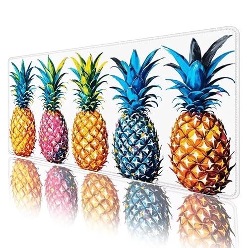 Mauspad Ananas Mousepad XXL 1200 x 600 x 3 mm Groß Gaming Mauspad Bunt Schreibtischunterlage mit Vernähte Kanten, Anti-Rutsch Mouse Pad für PC, Laptop, für Home Zimmer Office Deko, Geschenke H-1009 von JIANFREY