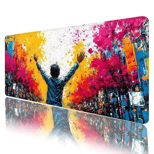 Mauspad Bunt Mousepad XXL 800 x 300 x 3 mm Groß Gaming Mauspad Junge Schreibtischunterlage mit Vernähte Kanten, Anti-Rutsch Mouse Pad für PC, Laptop, für Home Zimmer Office Deko, Geschenke H-722 von JIANFREY