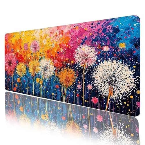 Mauspad Bunt Mousepad XXL 800 x 300 x 3 mm Groß Gaming Mauspad Löwenzahn Schreibtischunterlage mit Vernähte Kanten, Anti-Rutsch Mouse Pad für PC, Laptop, für Home Zimmer Office Deko, Geschenke H-1010 von JIANFREY