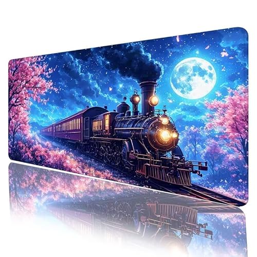 Mauspad Mond Mousepad XXL 800 x 300 x 3 mm Groß Gaming Mauspad Zug Schreibtischunterlage mit Vernähte Kanten, Anti-Rutsch Mouse Pad für PC, MacBook, Laptop, für Home Zimmer Office Deko, Geschenke H988 von JIANFREY