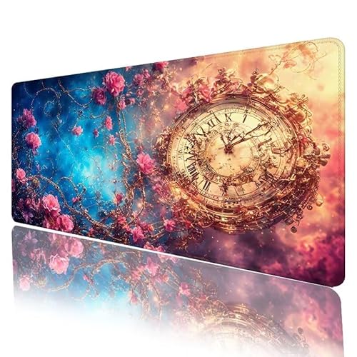 Mauspad Rosa Mousepad XXL 1000 x 500 x 5 mm Groß Gaming Mauspad Blume Schreibtischunterlage mit Vernähte Kanten, Anti-Rutsch Mouse Pad für PC, Laptop, für Home Zimmer Office Deko, Geschenke H-376 von JIANFREY