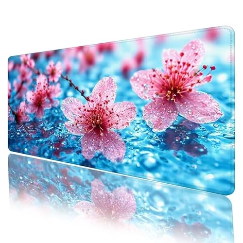 Mauspad Rosa Mousepad XXL 800 x 300 x 3 mm Groß Gaming Mauspad Blume Schreibtischunterlage mit Vernähte Kanten, Anti-Rutsch Mouse Pad für PC, Laptop, für Home Zimmer Office Deko, Geschenke H-340 von JIANFREY