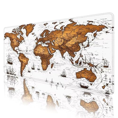 Mauspad Weiß Mousepad XXL 800 x 300 x 3 mm Groß Gaming Mauspad Karte Schreibtischunterlage mit Vernähte Kanten, Anti-Rutsch Mouse Pad für PC, Laptop, für Home Zimmer Office Deko, Geschenke H-758 von JIANFREY