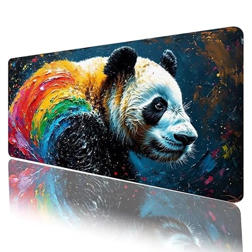 Panda Mousepad XXL 1000 x 500 x 5 mm, Mauspad Schwarz und Weiß Motiv Vernähte Kanten Schreibtischunterlage mit rutschfeste Gummibasis, Groß Mouse Pad für Home Office Deko, Geschenke für Frauen H-909 von JIANFREY