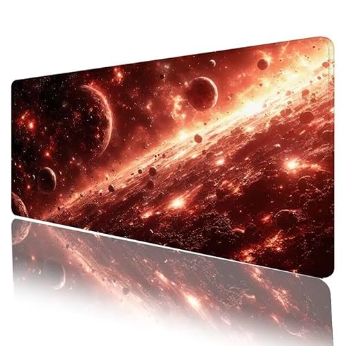 Planet Mousepad XXL 1000 x 500 x 5 mm, Mauspad Landschaft Motiv Vernähte Kanten Design, Schreibtischunterlage mit Rutschfeste Gummibasis, Groß Mouse Pad für Home Office Deko, Geschenke für Frauen H315 von JIANFREY