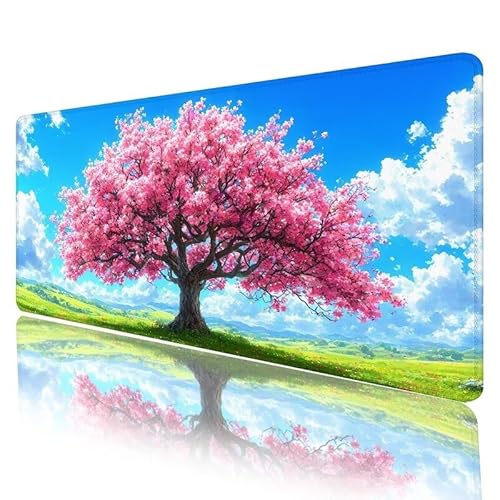 Rosa Mousepad XXL 1200 x 600 x 3 mm, Mauspad Baum Motiv Vernähte Kanten Design, Schreibtischunterlage mit Rutschfeste Gummibasis, Groß Mouse Pad für Home Zimmer Office Deko, Geschenke für Frauen H-364 von JIANFREY