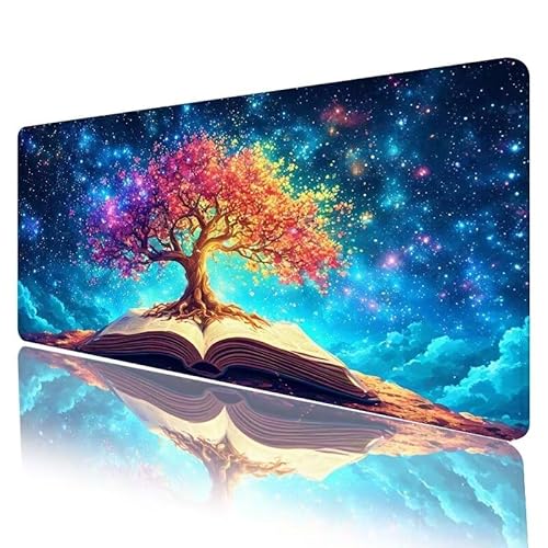 Traum Mousepad XXL 1200 x 600 x 3 mm, Mauspad Baum Motiv Vernähte Kanten Design, Schreibtischunterlage mit Rutschfeste Gummibasis, Groß Mouse Pad für Home Zimmer Office Deko, Geschenke für Frauen H982 von JIANFREY