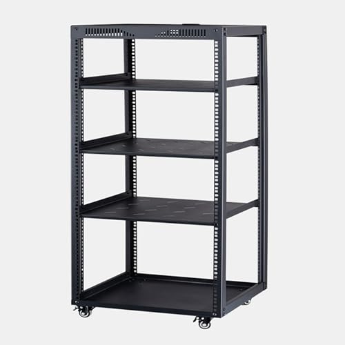 JIAOCKJIAO AV Audio Rack, Video Hi Fi Regal aus Stahl, Beweglicher Phonoschrank mit Rollen, Record Player Stand mit Verstellbaren Regalen, Tragkraft 300 Kg(51x48x122CM) von JIAOCKJIAO