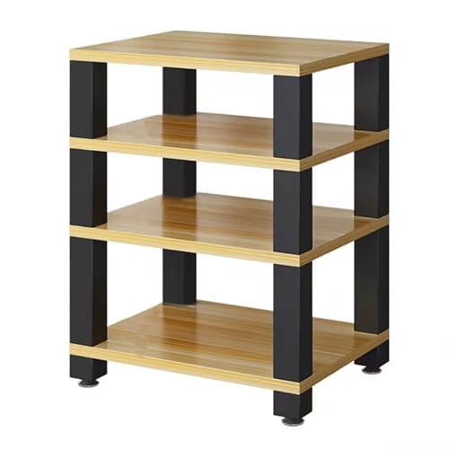 JIAOCKJIAO Audio Rack Hi Fi Regal, Phonoschrank Plattenspieler Regal, Lagerregal Record Player Stand, Rahmen aus Kohlenstoffstahl, für Fernseher, Audio Video Komponenten(Natural,4 Tier 60x48x78.5CM) von JIAOCKJIAO