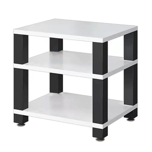 JIAOCKJIAO Audio Rack Hi Fi Regal, Phonoschrank Plattenspieler Regal, Lagerregal Record Player Stand, Rahmen aus Kohlenstoffstahl, für Fernseher, Audio Video Komponenten(Wit,3 Tier 60x48x58CM) von JIAOCKJIAO