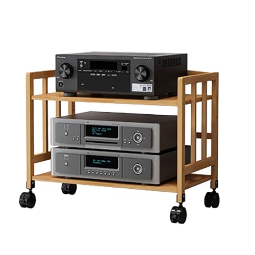 JIAOCKJIAO Audio Rack Hi Fi Regal aus Bambus, Phonoschrank mit 2/3/4/5 Ebenen, Verstellbare Regale, Bewegliches Record Player Stand, Plattenspieler-Rack(2 Tier 60x38x53CM) von JIAOCKJIAO