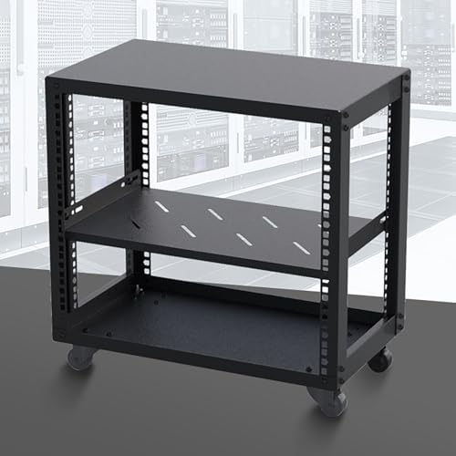 JIAOCKJIAO Hi Fi Regal aus Metall, Bewegliches Audio Rack, Offener AV Phonoschrank, mit Verstellbaren Regalen, Record Player Stand, Tragkraft 150 Kg, for Aufnahmeraum(50.9x30x51.2CM) von JIAOCKJIAO