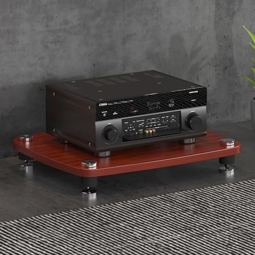 JIAOCKJIAO Offenes Audio Rack, AV Hi Fi Regal, Beine aus Edelstahl, Phonoschrank mit Stoßdämpfenden Füßen, Record Player Stand, für Wohn und Aufnahmeräume(Brown,1 Tier 60x48x10cm) von JIAOCKJIAO