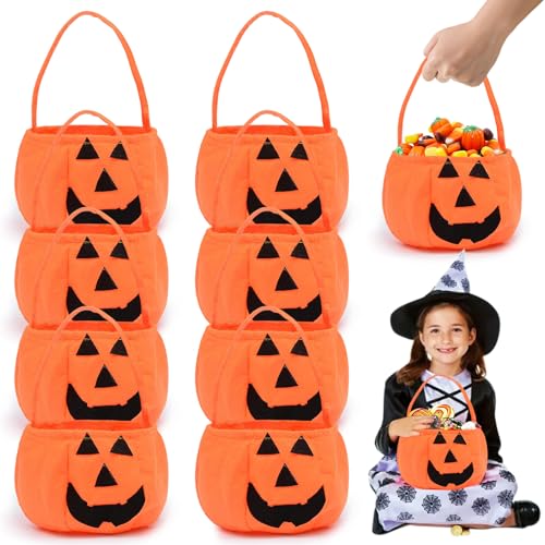 8 Stück Kürbis Sammeltasche,Halloween Kürbis Candy Bag,Kürbis halloween eimer,Kürbis halloween beutel,Kürbis halloween bag,halloween tasche,Süßigkeits Tasche,für Halloween Party Maskerade(8) von JIASHA