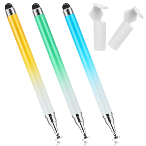 JIEYAO 3Pcs Stylus Stifte für Touchscreens, Dual-End hohe Empfindlichkeit Silikon Gel Stylus Pen 2-in-1 Stylus Pen kompatibel für Smartphone Tablets alle universellen(Yellow+Green+Blue) von JIEYAO