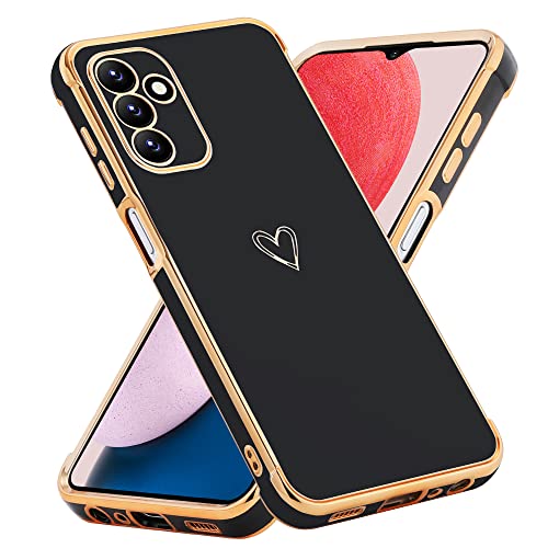 JIEZUIMEI Handyhülle für Samsung Galaxy A53 5G Hülle, Weich TPU Silikon Schutzhülle Ultra Dünn Case Stoßfeste Hülle Cute Herz Muster Mädchen Galvanisierte Kameraschutz Cover Schwarz von JIEZUIMEI