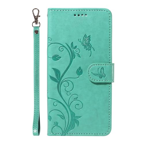 JIEZUIMEI Handyhülle für Samsung Galaxy A5 2016, mit [2 Kartenfächer] [Aufstellfunktion] Handyhülle, Blumen Muster Handy hülle, Klapphülle Etui Wallet Flip Case Schutz Hülle Grün von JIEZUIMEI