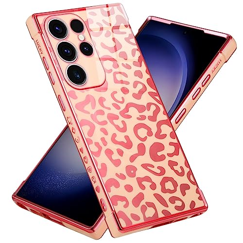 JIEZUIMEI Handyhülle für Samsung Galaxy S21 Ultra 5G Hülle, Ultra Dünn Case Leopard Muster Mädchen Galvanisierte Weich TPU Silikon Schutzhülle Stoßfeste Cover für Samsung Galaxy S21 Ultra 5G Rosa von JIEZUIMEI