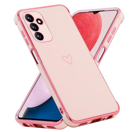 JIEZUIMEI Handyhülle für Samsung Galaxy S23 FE Hülle, Weich TPU Silikon Schutzhülle Ultra Dünn Case Stoßfeste Hülle Cute Herz Muster Mädchen Galvanisierte Kameraschutz Cover Rosa von JIEZUIMEI