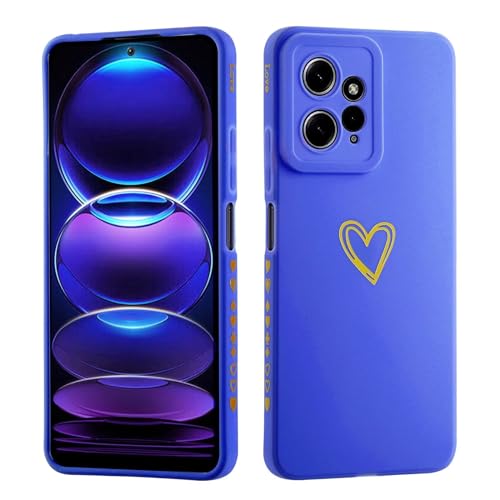 JIEZUIMEI Hülle für XiaoMi RedMi Note 12 4G, Dünn Silikon TPU Bumper Handyhülle mit süß Herz Muster Motiv, Ultradünn Mädchen Stoßfest Kratzfeste Schutzhülle Case Cover-Navy blau von JIEZUIMEI