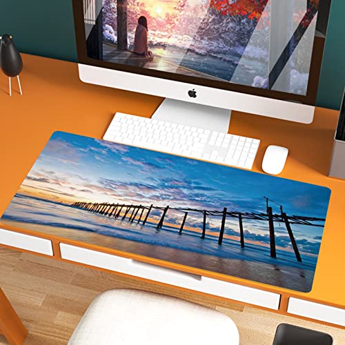 XXL Speed Gaming Mauspad 800 x 400mm,Natur, Sonnenuntergang und alte Holzbrücke Phang NGA Thailand Strand Tourismus,XXL Mousepad - Tischunterlage Large Size - verbessert Präzision und Geschwindigkeit von JIFOME