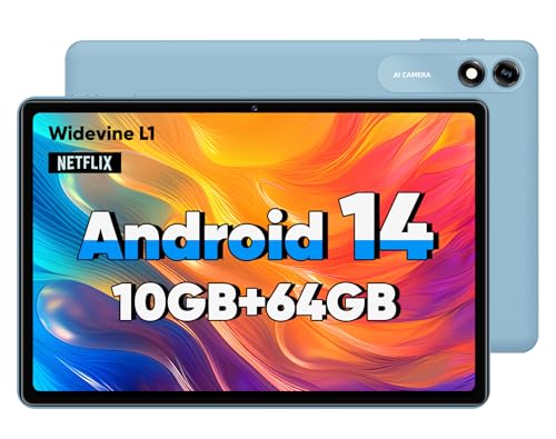 JIKOCXN Tablet 10.1 Zoll Android 14 Tablets, 10GB RAM+64GB ROM+1TB Erweiterung, 1280x800 FHD Touchscreens, 6000mAh Akku, WLAN, Bluetooth 5.0, 5MP+8MP Dual Kamera, GPS von JIKOCXN