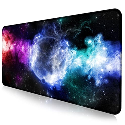 JIMOWANG Nebula Starry Sky Extended Gaming Mouse Pad Large Desk Mat with Non-Slip Rubber Base Keyboard Mouse Mat Desk Pad for Work,Game,Office,Home 35.5 * 16 Inch von JIMOWANG