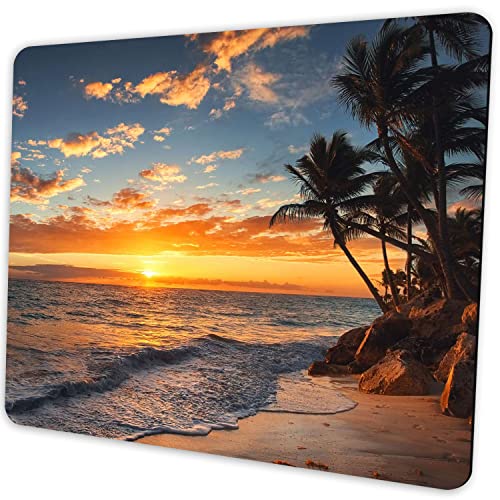 JIMOWANG Sunset Beach with Tropical Ocean Landscape Gaming Mouse Pad Smooth Surface Mousepad Rubber Mouse Pads 9.5 X 7.9 Inch von JIMOWANG