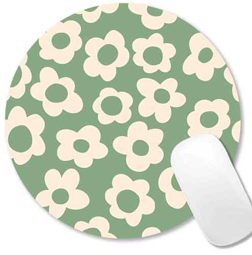 JIMOWANG Vintage Groovy Flowers Mouse Pad for Desk with Non-Slip Rubber Base Office Computer Round Mousepad Mouse Mat for Home Office Desk Accessories von JIMOWANG