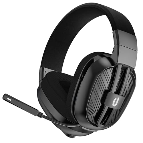 JIMYIU Gaming Headset, Wireless Headset für PC, PS5, PS4, Mac, 2,4 GHz/BT Headset PS5 mit Mikrofon Geräuschunterdrückung, 50H+ Akkulaufzeit Black von JIMYIU