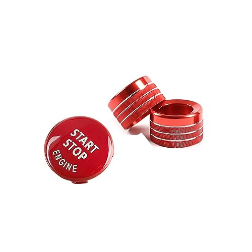 JIMYRA for BMW, X5 X6 E70 E71 2008-2013 Auto Motor Start Stop Taste Trim Abdeckung Klimaanlage Schalter Knopf Ring innen Zubehör Zierleiste für Klimabedienknopf(Red,for X6 2008-2013) von JIMYRA