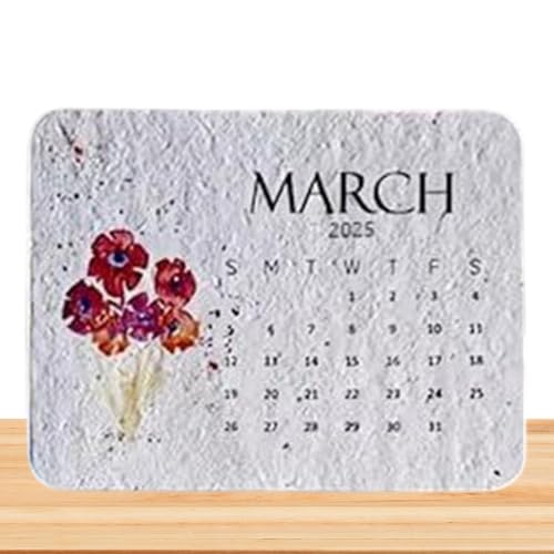 Pflanzbarer Saatkalender, 12 x 9 cm Umweltfreundlicher Tischkalender Aus Recyceltem Saatpapier, Pflanzbarer 12-Monats-Kalender, Pflanzenkalender 2025 von JINGLING