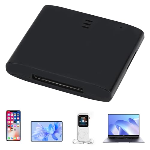 Bluetooth-Adapter für Audio-Musikempfänger für 30-Pin-fähigen Sounddock Dock-Lautsprecher, 10 M Übertragungsreichweite mit A2DP-Stereo-Bluetooth Unterstützt Bluetooth-Musikempfänger 2.0(Schwarz) von JINSIHU