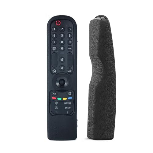 2pcs Fernbedienungshülle Kompatibel mit LG MR24GA MR23GA MR22GA MR22GN MR21GA MR21GC OLED QNED Smart TV Remote,Silikon-Fernbedienungshülle für LG Magic 2024 (Schwarz+Schwarz) von JIROAOTIC