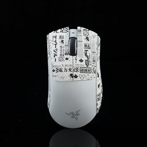 JIROAOTIC Maus-Griffband kompatibel mit Razer Deathadder V3 Pro Gaming-Maus Skate Eidechsenhaut rutschfest saugen Schweiß vorgeschnittener Aufkleber Mäuse Upgrade-Kit V3PRO-EVA White-0.5mm von JIROAOTIC