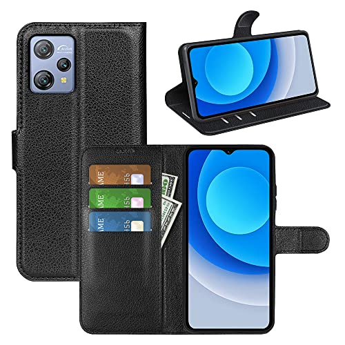 JIUNINE Hülle für Blackview A53 / A53 Pro, Handyhülle Premium PU Leder Flip Cover [Kartenfach] [Magnetverschluss] Stoßfeste Tasche Klapphülle Lederhülle Kompatibel mit Blackview A53 Pro, Schwarz von JIUNINE