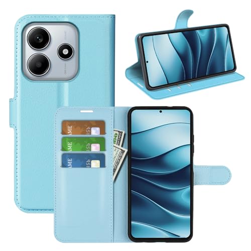 JIUNINE Hülle für Xiaomi Redmi Note 14 5G, Handyhülle PU Leder Flip Case Stoßfeste Tasche mit Kartenfächer, Standfunktion, Magnetschnalle, Schutzhülle Klapphülle Handytasche Lederhülle, Blau von JIUNINE