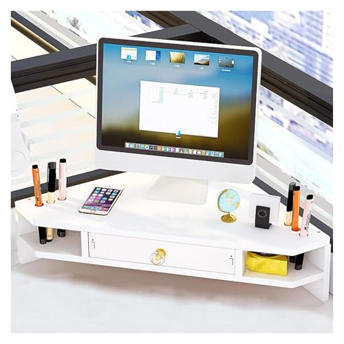 Monitorständer, Monitor Stand Riser, 2-stufige Eck-Monitorerhöhung mit Schublade und Stiftlöchern, dreieckiger Aufbewahrungsständer for Büro- und Heimmonitore, Desktop-Organizer for Drucker, Tablets(W von JIURUOZ