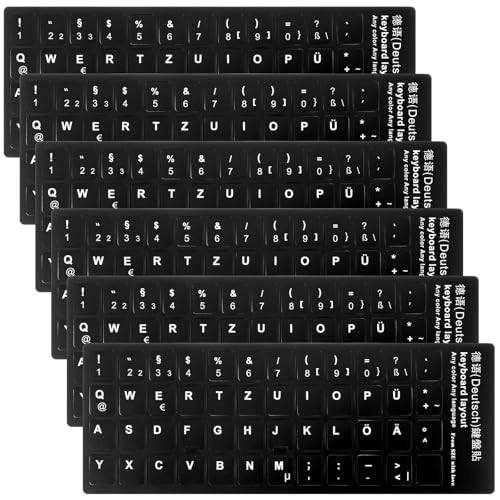 JIYIN 6 Stück Tastaturaufkleber Deutsch, 18x6.5cm Tastatur Aufkleber Sticker Deutsch Universal Keyboard Aufkleber Tastaturaufkleber für PC/Laptop & Notebook Tastaturen Schwarz JIYIN 6 Stück Tastaturaufkleber Deutsch, 18x6.5cm Tastatur Aufkleber Sticker Deutsch Universal Keyboard Aufkleber Tastaturaufkleber für PC/Laptop & Notebook Tastaturen Schwarz von JIYIN