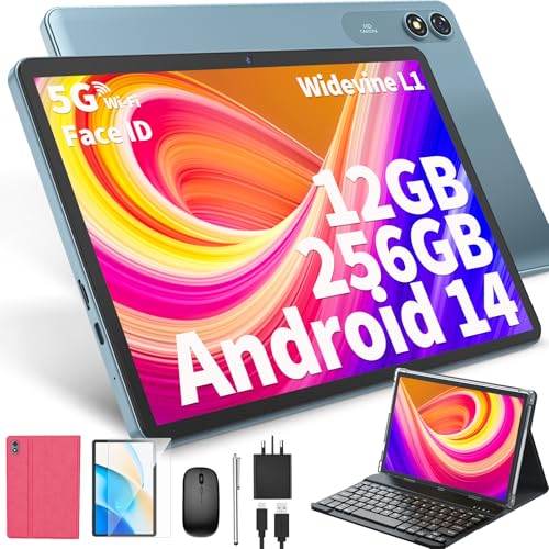 JJGJ 10 Zoll Android 14 Tablet 10 Zoll, Android Tablet mit Tastatur,(Pink) von JJGJ