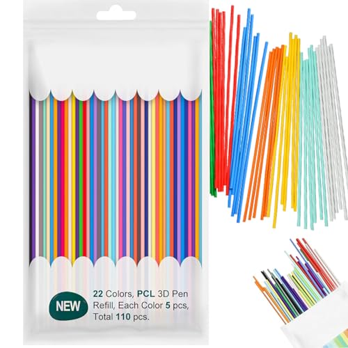 3D Doodler Pen Refill Packs, 110 Pieces 3D Pen Filament, 22-Colour 3D Pen Filament, 3D Pen with Low Pressure Temperature, 3D Pen Filament Refills,3D Pen Colours von JJKTO