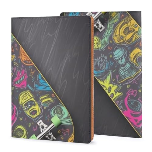 Graffiti-Skateboard-Tagebucheinband, PU-Leder, Notizbuchhülle für Feldnotizen oder andere 20,6 x 14,2 x 1 cm Taschennotizbücher von JKLQWH