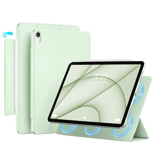 JKSML Magnetisch Hülle für iPad Air 11 Zoll 2024, iPad Air 5.Generation 2022/4.Generation 2020 10.9 Zoll Hülle,Unterstützt Pencil Pro/USB-C, Dünn und Leicht Hülle für iPad Air 6/5/4, Sanftes Grün von JKSML