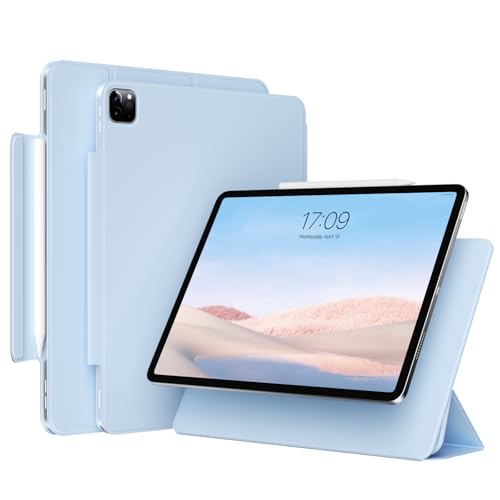 JKSML Neue Magnetisch Hülle für iPad Pro 11 Zoll M4 2024, Dünne Dreifach Faltbare Standhülle Unterstützt Pencil Pro/USB-C, Auto Schlaf/Weck, Rutschfestes und Kratzfestes PU Leder,Himmelblau von JKSML