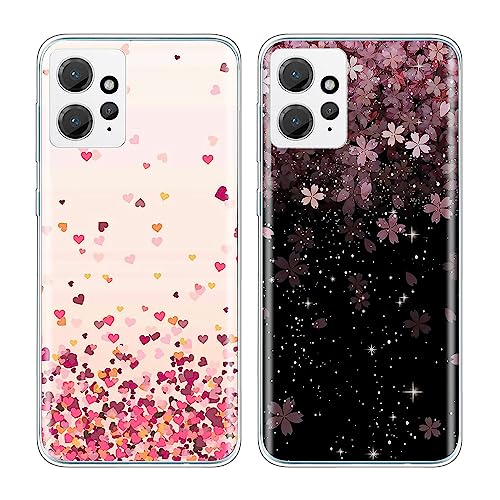 JMTALL 2X Hülle für Xiaomi Redmi Note 12 4G Silikon Handyhülle Case Liebesherzen Blumen Motiv Ultra Dünn Weiche TPU Silikon Stoßfeste Schutzhülle für Xiaomi Redmi Note 12 4G von JMTALL