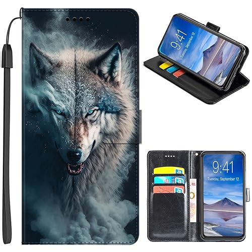 JMTALL Hülle für Motorola Moto G84 5G Klappbar PU Leder Flip Cover Handytasche Wolf Motiv Klapphülle mit Magnetisch Kartenfach Standfunktion Schutzhülle für Moto G84 5G von JMTALL