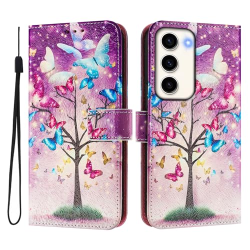 JMTALL Hülle für Samsung Galaxy S23 Plus Klappbar PU Leder Flip Cover Handytasche Schmetterling Baum Motiv Klapphülle mit Magnetisch Kartenfach Standfunktion Schutzhülle für Galaxy S23 Plus von JMTALL