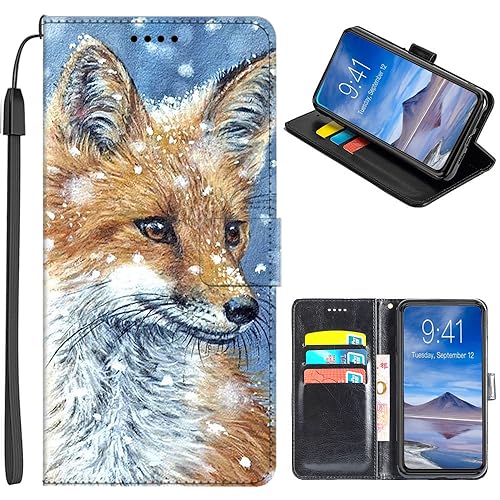 JMTALL Hülle für iPhone 16 Pro Klappbar PU Leder Flip Cover Handytasche Fuchs Motiv Klapphülle mit Magnetisch Kartenfach Standfunktion Schutzhülle für iPhone 16 Pro von JMTALL