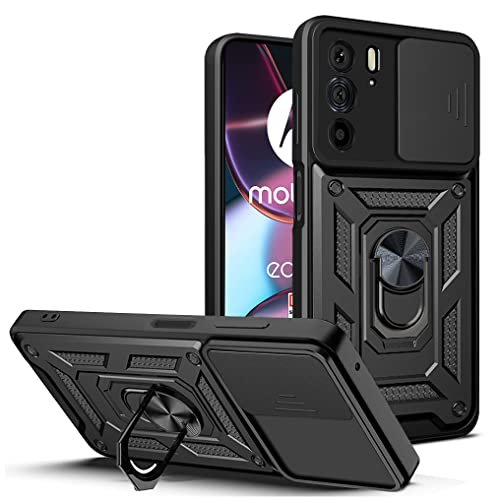 JNERBUYI Hülle für Motorola Moto g75 5G Schutzhülle mit 360°Ring und Objektiv Cover, Stoßfeste Handyhülle mit Magnet Ständer, Bumper Robuste Hülle. Schwarz von JNERBUYI