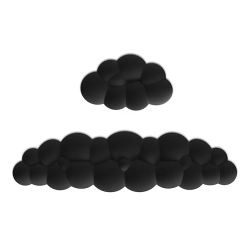 JNJOOD Cloud-Handgelenkauflagen-Pad-Set, Tastatur-Handgelenkauflage, Maus-Handgelenkauflage, Memory-Schaum, Handballenauflage für Tastatur, Maus, rutschfest, Langlebig, Einfach zu Bedienen, Schwarz von JNJOOD